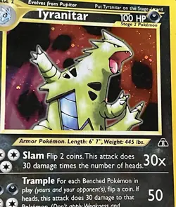 Pokemon TCG Tyranitar 12/75 Holo Rare WOTC Neo Discovery LP - Image 4