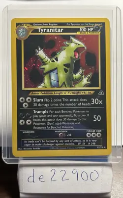 Pokemon TCG Tyranitar Card Neo Discovery 12/75 Unlimited Edition Holo Rare - Image 1