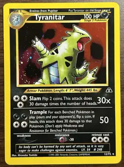Pokemon TCG Tyranitar Card Neo Discovery 12/75 Unlimited Edition Holo Rare - Image 2