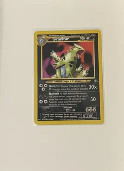 Pokemon TCG Tyranitar Neo Discovery Holo Card 12/75 Unlimited Rare - Image 1