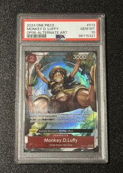 PSA 10 💎 MONKEY D. LUFFY #13 (OP06-013) ALT ART WINGS OF THE CAPTAIN ONE PIECE - Image 1