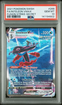 2021 POKEMON SWORD & SHIELD FUSION STRIKE SECRET FULL ART/INTELEON VMAX PSA 10 - Image 1