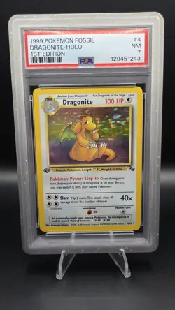 Dragonite 4/62 [1st Edition] - PSA 7 - Fossil - WoTC Holo Vintage Pokemon Card - Image 1