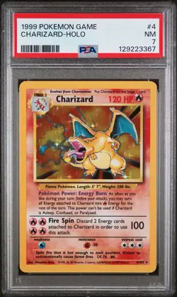 1999 Pokemon Game Charizard Holo Card PSA 7 - Image 1