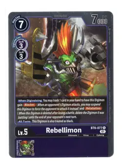 Digimon Card - (NM) Rebellimon BT6-077 - Bandai Rare Foil - Image 1