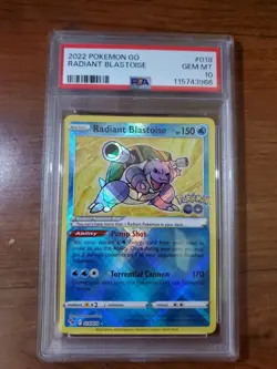 Pokemon TCG Radiant Blastoise 018/078 Go Shiny Holo Rare PSA 10 Gem Mint 2022 - Image 1