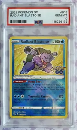 PSA 10 Radiant Blastoise 018/078 Pokemon Go SWSH Holo 2022 GEM MINT - Image 1