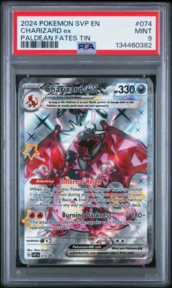 2024 Pokemon SVP En Charizard Ex Paldean Fates Tin Black Star Promo #074 PSA 9 - Image 1