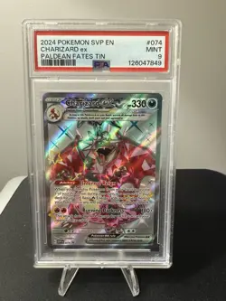2024 POKEMON SVP EN-SV BLACK STAR PROMO PALDEAN FATES TIN CHARIZARD EX PSA 9 074 - Image 1