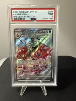 2024 POKEMON SVP EN-SV BLACK STAR PROMO PALDEAN FATES TIN CHARIZARD EX PSA 9 074 - Image 1