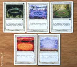 Set of 5 Circle of Protection Black, Blue, Green, Red, White *NM* Magic MTG 6th - Image 1