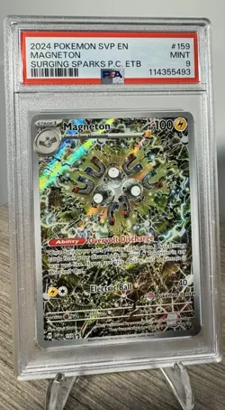 2024 POKEMON SVP SURGING SPARKS POKEMON CENTER ETB PROMO #159 MAGNETON PSA 9 - Image 2