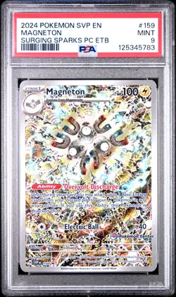2024 POKEMON SVP SURGING SPARKS POKEMON CENTER ETB PROMO #159 MAGNETON PSA 9 - Image 1