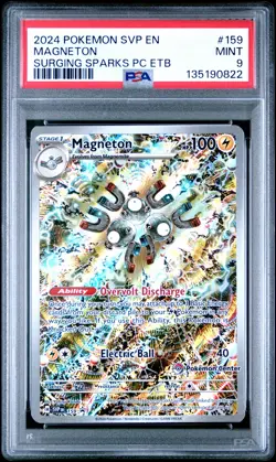 2024 POKEMON SURGING SPARKS POKEMON CENTER ETB PROMO SVP #159 MAGNETON PSA 9 - Image 1