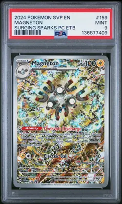 2024 POKEMON SVP SURGING SPARKS POKEMON CENTER ETB PROMO #159 MAGNETON PSA 9 - Image 1