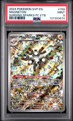 2024 POKEMON SVP SURGING SPARKS POKEMON CENTER ETB PROMO #159 MAGNETON PSA 9 - Image 1