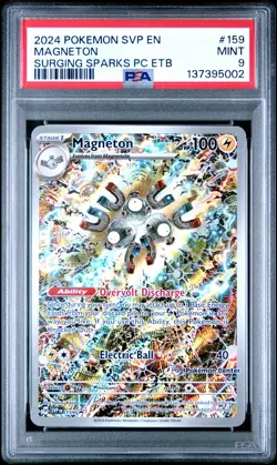 2024 POKEMON SURGING SPARKS POKEMON CENTER ETB PROMO SVP #159 MAGNETON PSA 9 - Image 1
