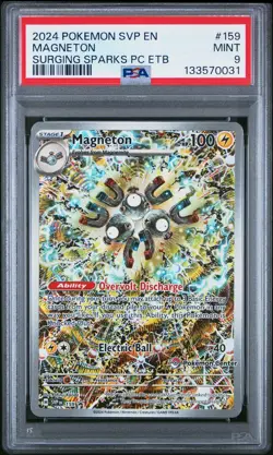 2024 POKEMON SVP SURGING SPARKS POKEMON CENTER ETB PROMO #159 MAGNETON PSA 9 - Image 1