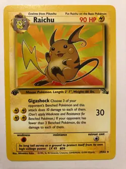 Pokemon TCG - Raichu 29/62 Fossil Regular 1st Edition *Excellent Condition* - Image 1