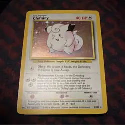 Pokemon Clefairy 5/102 Base Set Holo Rare Basic Fairy 1999 Wizards TCG Card - Image 1