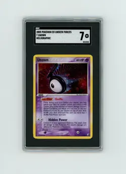 VERY RARE 2005 Pokemon Ex Unseen Forces T UNOWN HOLO #7 SGC 7 NM GRADED! - Image 1