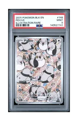 2025 POKEMON BLK EN-BLACK BOLT ILLUSTRATION RARE #148 PIDOVE PSA 9 - Image 1