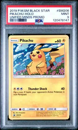 2019 POKEMON SM BLACK STAR PROMO #SM206 PIKACHU-HOLO PSA 9 - Image 1