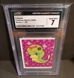 1998 Pokemon Merlin Series 1 #155 Caterpie Sticker (CGC 7) - Image 1