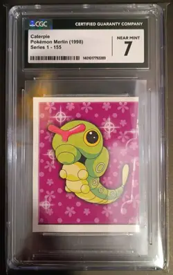 1998 Pokemon Merlin Series 1 #155 Caterpie Sticker (CGC 7) - Image 2