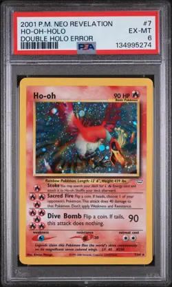 Ho-oh Double Holo Error #7/64 PSA 6 Neo Revelation Pokemon 2001 - Image 1