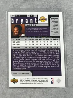 1998-99 Upper Deck UD Choice Kobe Bryant Preview #69 Los Angeles Lakers - Image 2