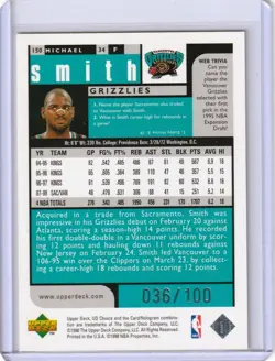 1998-99 Upper Deck UD Choice Prime Choice Reserve /100 Michael Smith #150 - Image 2