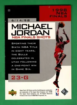 1998-99 UD Choice Preview Michael Jordan NBA Finals Shots #8 Chicago Bulls HOF - Image 2