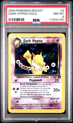 2000 Pokemon Dark Hypno #9 Holo Rocket PSA 8 NM-MT - Image 1