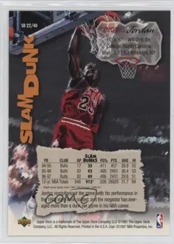 1997-98 Upper Deck Nestle Slam Dunk Michael Jordan #SD22 HOF - Image 2