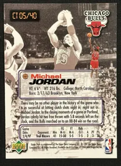 1997-98 Upper Deck Nestle Slam Dunk - Crunch Time Michael Jordan #CT 05 - Image 2