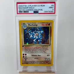 Pokemon TCG Machamp Holo 1st Edition Cosmos PSA 9 2000 Holofoil MINT CD-ROM - Image 1