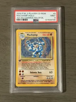 Pokemon TCG Machamp Holo 1st Edition Cosmos PSA 9 2000 Holofoil MINT CD-ROM - Image 1
