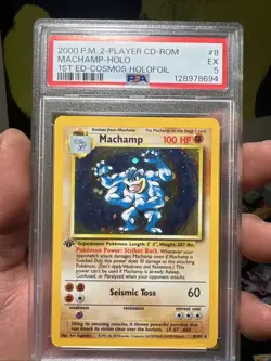 Pokemon TCG Machamp Holo 1st Edition Cosmos Holo 2-player CD-ROM PSA 5 EX - Image 1