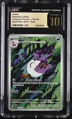 CGC 10 PRISTINE Arbok Temporal Forces 176/162 Illustration Rare Holo Pokemon - Image 1