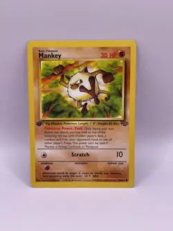 Pokemon Mankey Jungle 55/64 Regular 1st Edition Common LP - Image 1