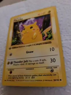 1st EDITION Red Cheeks Shadowless Pikachu 058/102 Pokemon - Image 3