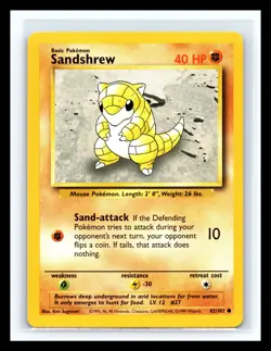 💥 Sandshrew Non Holo Foil - Pokemon TCG 1999 Base Set Vintage # 62/102 - Image 1