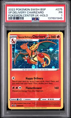 2022 POKEMON SWSH BLACK STAR PROMO #075 SPECIAL DELIVERY CHARIZARD-HOLO PSA 1 - Image 1
