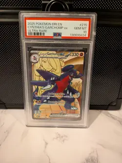 PSA 10 Pokemon - Cynthia's Garchomp EX Holo Card 215/182 Sv10 Pokemon - Image 1