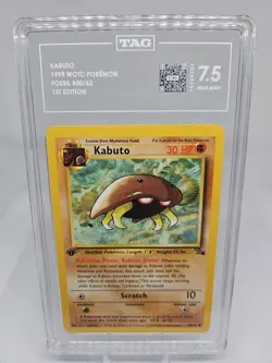 Pokemon TCG Kabuto Fossil 1st Edition Common Card 50/62 Regular TAG 7.5 - Image 1