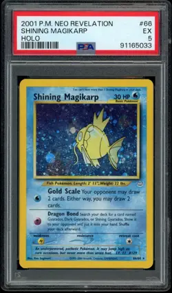 2001 Pokemon Shining Magikarp Neo Revelation Double Holo Error #66 PSA 5 - Image 1