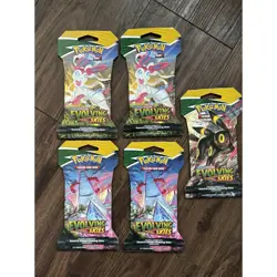 x5 set Pokemon TCG Evolving Skies Sleeved Booster Pack ❤✅ Brand New & Sealed - Image 1