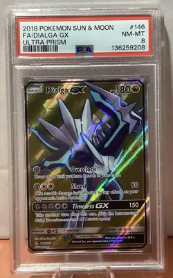 2018 Dialga GX 146/156 Full Art Ultra Prism PSA Graded 8 Pokemon TCG - Image 1