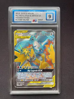 Pokemon Moltres Zapdos Articuno GX Full Art Hidden Fates 66/68 GRADED 9 MINT - Image 1
